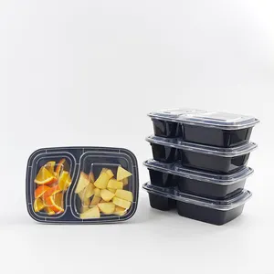 FREE SAMPLE 6828 Plastic disposable fast food container microwave lunch box two compartment food container