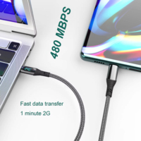 240W 1,2M Reines Kupfer Nylon Aluminium PD C Schnellladekabel mit LED-Bildschirmanzeige 40g Computer Sofort Lieferbar
