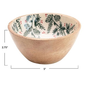 Food Grade Handmade Mango Wooden Bowls Custom Logo <b>Sticker</b> Printed Serving Bowls For <b>Kitchen</b> Dining Table - Product Image 3