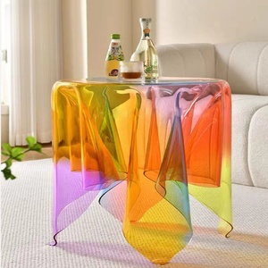 Bán sỉ đầy màu sắc Acrylic bàn tròn đồ nội thất Acrylic cà phê bên bảng cầu vồng nhà thương mại trang trí nội thất - Product Image 3