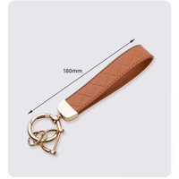 Porte-clés en cuir gaufré avec anneau en D métallique doré, plusieurs couleurs, support de clés pour poignet, pendentif de sac personnalisé, cadeau pour femme
