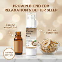 Spray de sommeil naturel à action rapide à la noix de coco, marque privée, brume d'oreiller non accoutumante, aromathérapie pour un sommeil réparateur avant le coucher