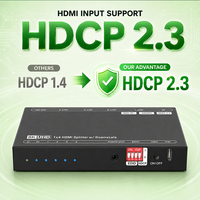 DQINFOS Répartiteur HDMI 8K 60Hz 1 entrée 4 sorties, Boîtier de distribution audio-vidéo compatible HDCP 2.3 pour affichage de moniteur de salle de conférence