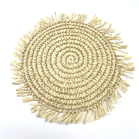 Set de table rond bohème en paille tressée écologique avec franges, résistant à la chaleur, pour la décoration de table à manger et sous-verres