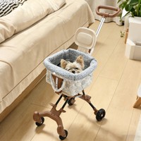 Poussette pour animaux de compagnie (chiens et chats) à quatre roues, légère, pliable, bidirectionnelle, sans installation