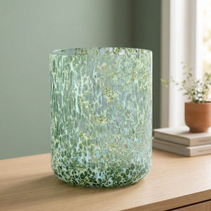 Portavelas de Vidrio Verde Moteado, Portavelas Soplado a Mano, Linterna Decorativa para Decoración de Mesa en Fiestas y Hogar - Product Image 2