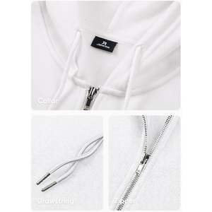 2025 hommes décontracté coton cordon sweats à capuche fermeture éclair complète polaire avec fonction anti-rétrécissement sérigraphié solide motif sweat à capuche court - Product Image 3