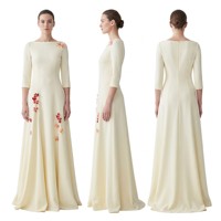 Weißes Arabisches Meerjungfrau-Abendkleid mit Langen Ärmeln, Cape, Satinstoff, Bodenlang, Blumenverzierung, Formell für Dubai-Hochzeiten, Maßanfertigung OEM/ODM