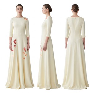 <span class=keywords><strong>Robe</strong></span> de soirée sirène arabe blanche à manches longues avec cape en satin, longueur ras du sol, ornée de fleurs, idéale pour les mariages à Dubaï, personnalisable OEM/ODM - Product Image 3