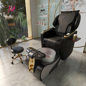 Fauteuil de pédicure électrique chauffant multifonctionnel moderne en céramique noire avec vibrations et remous réglables pour salon de manucure et spa - Product Image 1