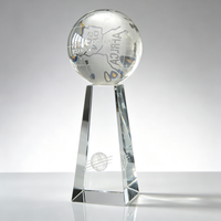 Trophée globe en cristal personnalisé, gravure laser de la carte du monde, récompense d'entreprise mondiale, plaque souvenir