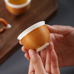 Zhuqige Handmade Bamboo Woven Porcelain <b>Tea</b> <b>Set</b> Teapot With Two Cups Traditional Chinese Style Durable <b>Tea</b> Ware - Product Image 4