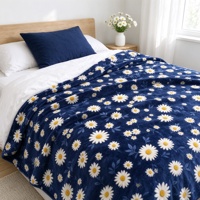 Plaid de canapé personnalisé en polaire douce et moelleuse, motif marguerite, 100*150cm, en flanelle polaire, pour usage au bureau