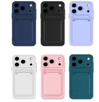 Étui portefeuille en silicone pour iPhone 17Air 16E 15 14 13 Pro Max Plus Fente pour porte-cartes Couverture arrière Accessoires de protection Couverture