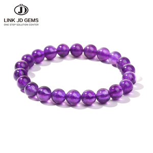 Bracelet en perles d'améthyste naturelle de qualité supérieure 8A JD GEMS, quartz fantôme <span class=keywords><strong>violet</strong></span> rutilé naturel, fabriqué en Chine - Product Image 1