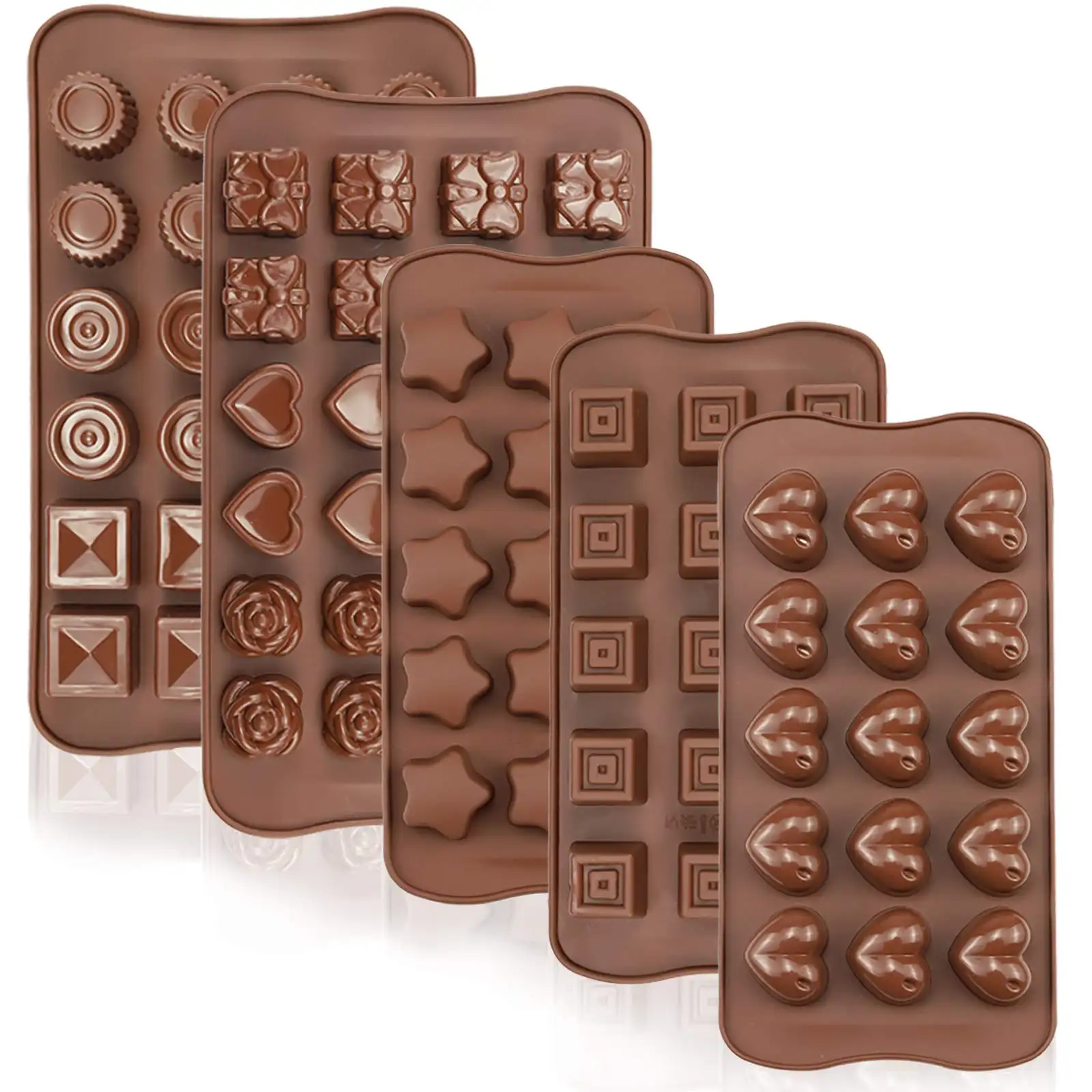 Non Stick Multi Shapes 3D Silicone Chocolate Mold For Jello Gummy Truffles
