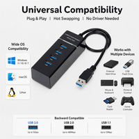 USB 3.0 Hub 4 Port SuperSpeed ​​5 Gbps USB Splitter Kabel Bawaan Ekspander Port USB Portabel untuk Laptop PC Komputer Desktop