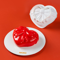 Moule en silicone AKOKO en forme de cœur pour boîte cadeau, qualité alimentaire, pour mousse, chocolat, pâtisserie française et desserts