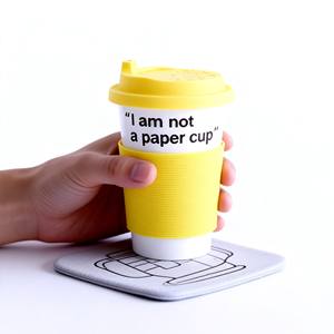 Mug de <span class=keywords><strong>voyage</strong></span> à double paroi en céramique avec enveloppe en silicone - Compatible micro-ondes et lave-vaisselle - Design contemporain - Option de logo personnalisé - Marque HARVIT - Product Image 2