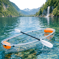 Kayak transparent en plastique PC, bateau en verre pour la photographie de plage et la décoration des centres de villégiature