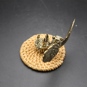 Brass Owl Sculpture 60mm H 69mm W Handmade <b>Rustic</b> <b>Desk</b> Ornament Animal Figure Tabletop Decor - Product Image 2