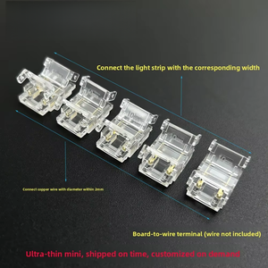 ขั้วต่อแบบไม่ต้องบัดกรี 2 ขา สำหรับเชื่อมต่อสายไฟกับแผงวงจร สำหรับแถบไฟ LED COB แรงดันต่ำ ขั้วต่อแบบเชื่อมต่อเร็ว อะแดปเตอร์ปลายเดี่ยว - Product Image 2