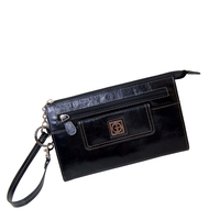 Cartera de mano con correa de cuero y cremallera para mujer
