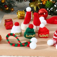 Mini Gorro y Bufanda Navideños de Punto, Gorro y Bufanda de Santa Claus, Adornos para Árbol de Navidad, Gorro y Bufanda Navideños para Botellas