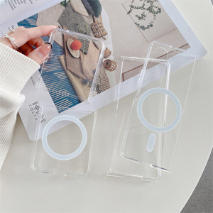 Cubiertas móviles de carga inalámbrica magnética con tapa de lujo de acrílico transparente para Samsung <span class=keywords><strong>Z</strong></span> <span class=keywords><strong>Flip</strong></span> 6 5 4 <span class=keywords><strong>3</strong></span> <span class=keywords><strong>Z</strong></span> Fold 6 5 funda de teléfono transparente - Product Image 4
