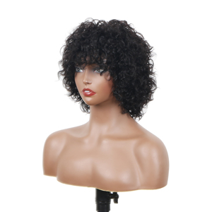 Perruques courtes ondulées <span class=keywords><strong>afro</strong></span> de 6 pouces, fabriquées à la machine en Pérou, pour femmes noires, <span class=keywords><strong>cheveux</strong></span> ondulés non-Remy - Product Image 4