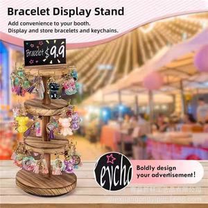 Wooden <b>Desktop</b> Bracelet Display Stand 4 Layers Multi Tier Jewelry <b>Shelf</b> For Street Vendors - Product Image 2