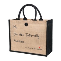 Sacs en jute personnalisés réutilisables de taille moyenne, très vendus, sacs de shopping en toile de jute naturelle, grande capacité avec impression de logo