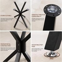 Base de table basse moderne 28 en acier au carbone robuste avec pieds réglables et pieds de nivellement à ventouses pour