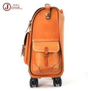 Maleta con Ruedas Joyir de Cuero Vacuno de Primera Calidad, 20 Pulgadas, Ruedas Giratorias de 360 Grados, Maleta de Viaje de Cuero Resistente, Unisex, Color Sólido - Product Image 4