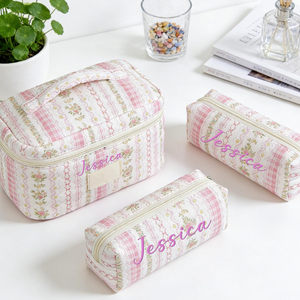 Borse <span class=keywords><strong>per</strong></span> il Trucco Trapuntate Personalizzate con Motivi Floreali, Pochette da Viaggio <span class=keywords><strong>per</strong></span> Cosmetici e Regali <span class=keywords><strong>per</strong></span> Ragazze - Product Image 5
