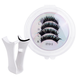 Ensemble de faux cils magnétiques CT13, 2 paires, réutilisables, paire complète, tige en plastique noire - Product Image 1