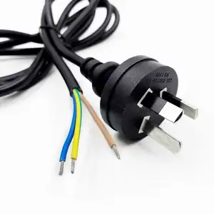 AU Australia kabel catu daya 3 Pin Prong kabel daya bergaris