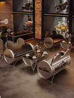Combinaison Table et Chaises Commerciales en Verre Style Industriel pour Café, Club Moto, Bar, Bistro - Table et Chaises en Baril d'Huile Transparent