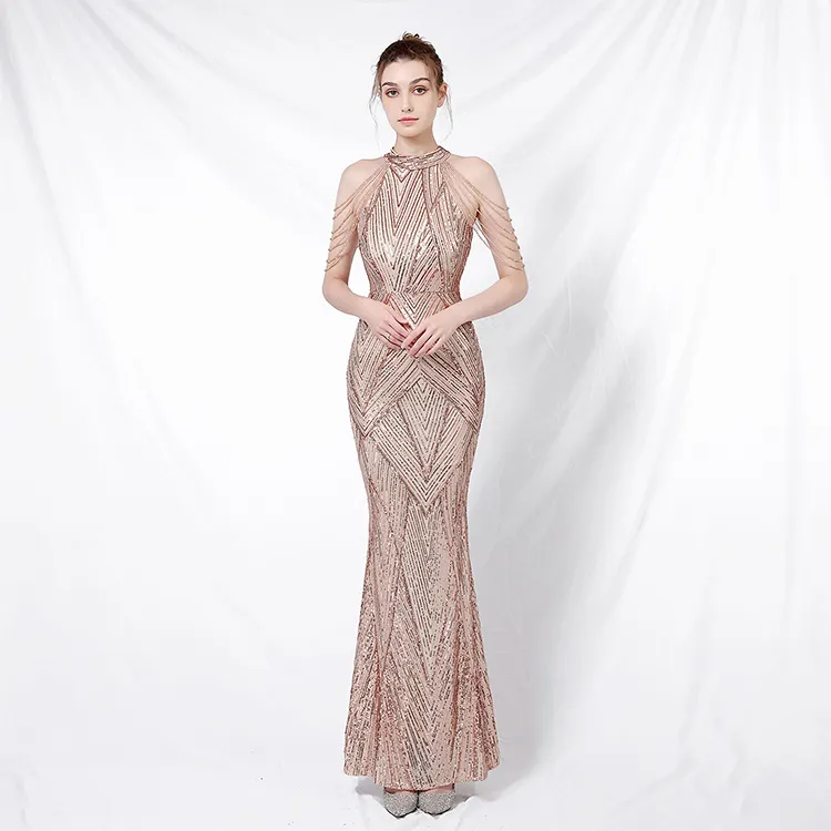 Luxury prom summer cocktail bridesmaid wedding casual women formal dresses with sequined