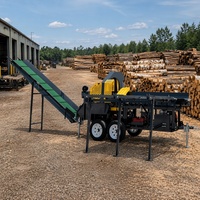 Fendeuse de bois professionnelle à essence avec convoyeur de 12 pieds, pompe à moteur et capacité de 30 tonnes, location pour distributeurs forestiers