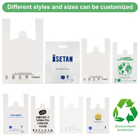 Sac de t-shirt en plastique biodégradable écologique imprimé personnalisé de supermarché d'épicerie de haute qualité