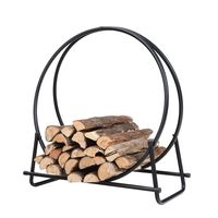Support de bois de chauffage en forme de cercle, support de rangement en bois de cheminée incurvé, accessoires de poêle, fer robuste intérieur/extérieur