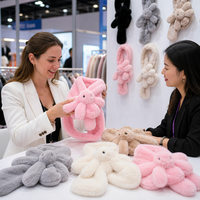 Écharpes d'hiver personnalisées en tricot chaud pour enfants, mignonnes, en peluche, lapin en fausse fourrure, longueur moyenne pour filles