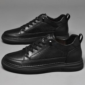 Zapatillas de Piel Vacuna para Hombre, Punta Redonda, Forro de Malla, Transpirables, con Aumento de Altura Invisible, Casuales, Ligeras, de PVC - Product Image 4