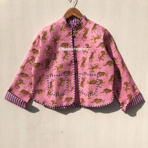 Tigre fait à la main matelassé vestes coton Floral Style bohème automne hiver veste manteau Streetwear Boho matelassé réversible veste - Product Image 1