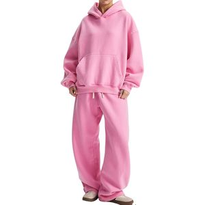 Ensemble sweat-shirt court et pantalon de survêtement ample en molleton pour femme FOXA - Product Image 1
