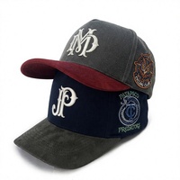 Casquette de baseball personnalisée en daim avec broderie 3D, patch, bicolore, en sergé de coton, 5 panneaux, visière incurvée, snapback, chapeau de sport pour hommes, Gorras