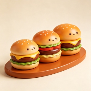 Sculpture de hamburger en FRP F188, motif dessin animé mignon, statue alimentaire pour centre commercial, parc paysager, place publique, extérieur, étanche, taille et couleur personnalisables, direct usine - Product Image 1