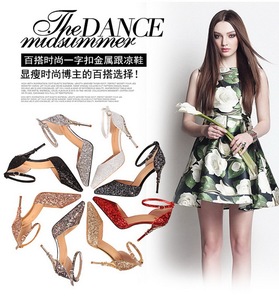 <span class=keywords><strong>Sandalias</strong></span> de tacón alto de lujo para mujer, con diseño hueco, tacón metálico y lentejuelas brillantes, ideales para fiestas y bodas. - Product Image 4