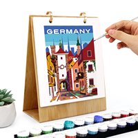 Calendrier de bureau moderne peint à la main, peinture par numéros avec boîte, faible MOQ et personnalisation, décoration intérieure et cadeaux, idéal pour les débutants